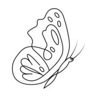 Continuous one line drawing of flying abstract butterfly and Butterfly outline vector illustration.