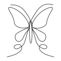 Continuous one line drawing of flying abstract butterfly and Butterfly outline vector illustration.