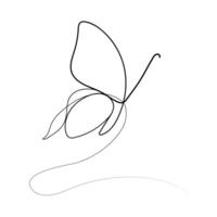 Continuous one line drawing of flying abstract butterfly and Butterfly outline vector illustration.