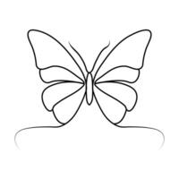 Continuous one line drawing of flying abstract butterfly and Butterfly outline vector illustration.