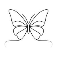 Continuous one line drawing of flying abstract butterfly and Butterfly outline vector illustration.