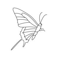 Continuous one line drawing of flying abstract butterfly and Butterfly outline vector illustration.