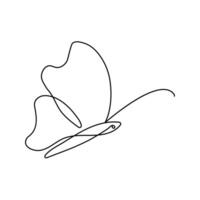 Continuous one line drawing of flying abstract butterfly and Butterfly outline vector illustration.