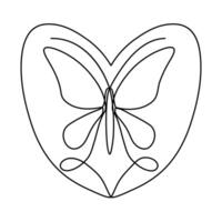 Continuous one line drawing of flying abstract butterfly and Butterfly outline vector illustration.