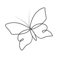 Continuous one line drawing of flying abstract butterfly and Butterfly outline vector illustration.