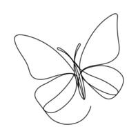 Continuous one line drawing of flying abstract butterfly and Butterfly outline vector illustration.