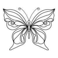 Continuous one line drawing of flying abstract butterfly and Butterfly outline vector illustration.