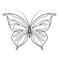 continuo uno línea dibujo de volador resumen mariposa y mariposa contorno vector ilustración.