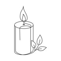 Candle continuous one line drawing of out line vector illustration