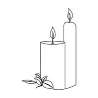 Candle continuous one line drawing of out line vector illustration