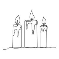 Candle continuous one line drawing of out line vector illustration