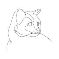 Continuous one line drawing of happy pet cats single line art vector illustration.