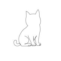 Continuous one line drawing of happy pet cats single line art vector illustration.