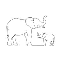 Elephant continuous single line art drawing and world wildlife Day concept Minimalist vector art illustration.