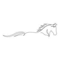 Continuous one line horse outline vector art drawing and world wildlife Day single line art design illustration.