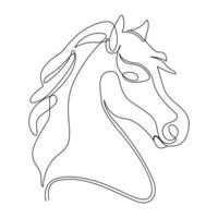 Continuous one line horse outline vector art drawing and world wildlife Day single line art design illustration.