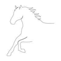 Continuous one line horse outline vector art drawing and world wildlife Day single line art design illustration.