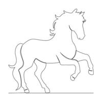 Continuous one line horse outline vector art drawing and world wildlife Day single line art design illustration.