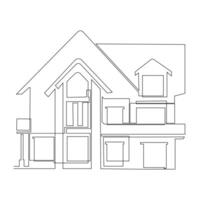 Continuous one line drawing of modern house single line Vector art  illustration