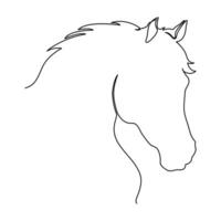 Continuous one line horse outline vector art drawing and world wildlife Day single line art design illustration.