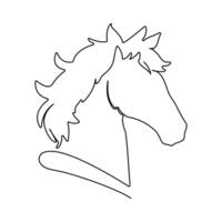 Continuous one line horse outline vector art drawing and world wildlife Day single line art design illustration.