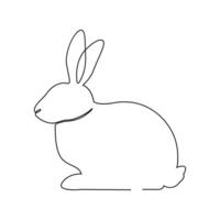 continuous one line drawing of Rabbit bunny, domestic animal and happy easter day concept hand drawn vector art illustration.