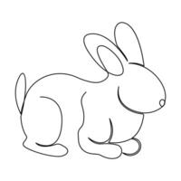 continuous one line drawing of Rabbit bunny, domestic animal and happy easter day concept hand drawn vector art illustration.