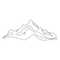 Continuous one line drawing of mountains range landscape vector outline art illustration.