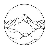 Continuous one line drawing of mountains range landscape vector outline art illustration.