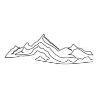 Continuous one line drawing of mountains, landscape of mountain range single line drawn Vector illustration.