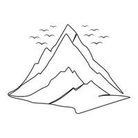 continuous one line drawing of abstract mountain range landscape top view vector outline art illustration