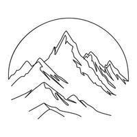 continuous one line drawing of abstract mountain range landscape top view vector outline art illustration