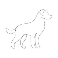 Continuous Single line drawing of dog outline vector art illustration