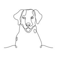 Continuous Single line drawing of dog outline vector art illustration