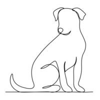 Continuous Single line drawing of dog outline vector art illustration