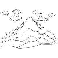 continuous one line drawing of abstract mountain range landscape top view vector outline art illustration