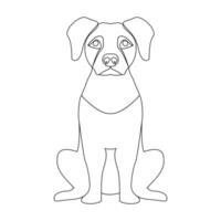 Continuous Single line drawing of dog outline vector art illustration