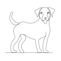 Continuous Single line drawing of dog outline vector art illustration