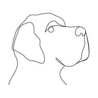 Continuous Single line drawing of dog outline vector art illustration