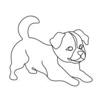 Continuous Single line drawing of dog outline vector art illustration