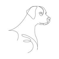 Continuous Single line drawing of dog outline vector art illustration