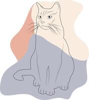 Silhouette cat on a white background. Outline of a cat. Design of greeting cards, posters, patches, prints on clothes, emblems. Pet. Boho style. vector
