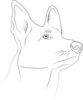 Outline dog's head. Dog on a white background. Design of greeting cards, posters, patches, prints on clothes, emblems. A pet. Friend of human. vector