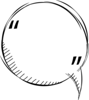 svart och vit Tal bubbla ballong med citat märken, ikon klistermärke PM nyckelord planerare text låda baner, platt png transparent element design