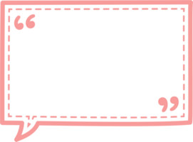 streckad linje färgrik pastell rosa Färg Tal bubbla ballong med citat märken, ikon klistermärke PM nyckelord planerare text låda baner, platt png transparent element design