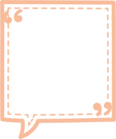 tratteggiata linea colorato pastello arancia colore discorso bolla Palloncino con Quotazione segni, icona etichetta promemoria parola chiave progettista testo scatola striscione, piatto png trasparente elemento design