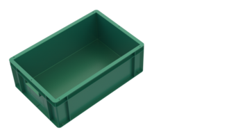 Empty plastic crate for fruits and vegetables isolated on background. 3d rendering - illustration png