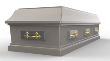 Closed coffin isolated on background. 3d rendering - illustration png