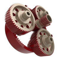 Transmission cog wheels isolated on background. 3d rendering - illustration png