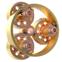 Transmission cog wheels isolated on background. 3d rendering - illustration png